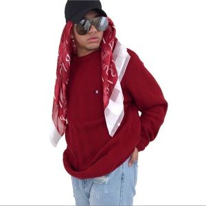 Maroon/Burgundy Chaps Ralph Lauren Knit Sweater